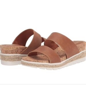 Easy Street Womens Maryann Faux Leather Sandals Wedge Heels